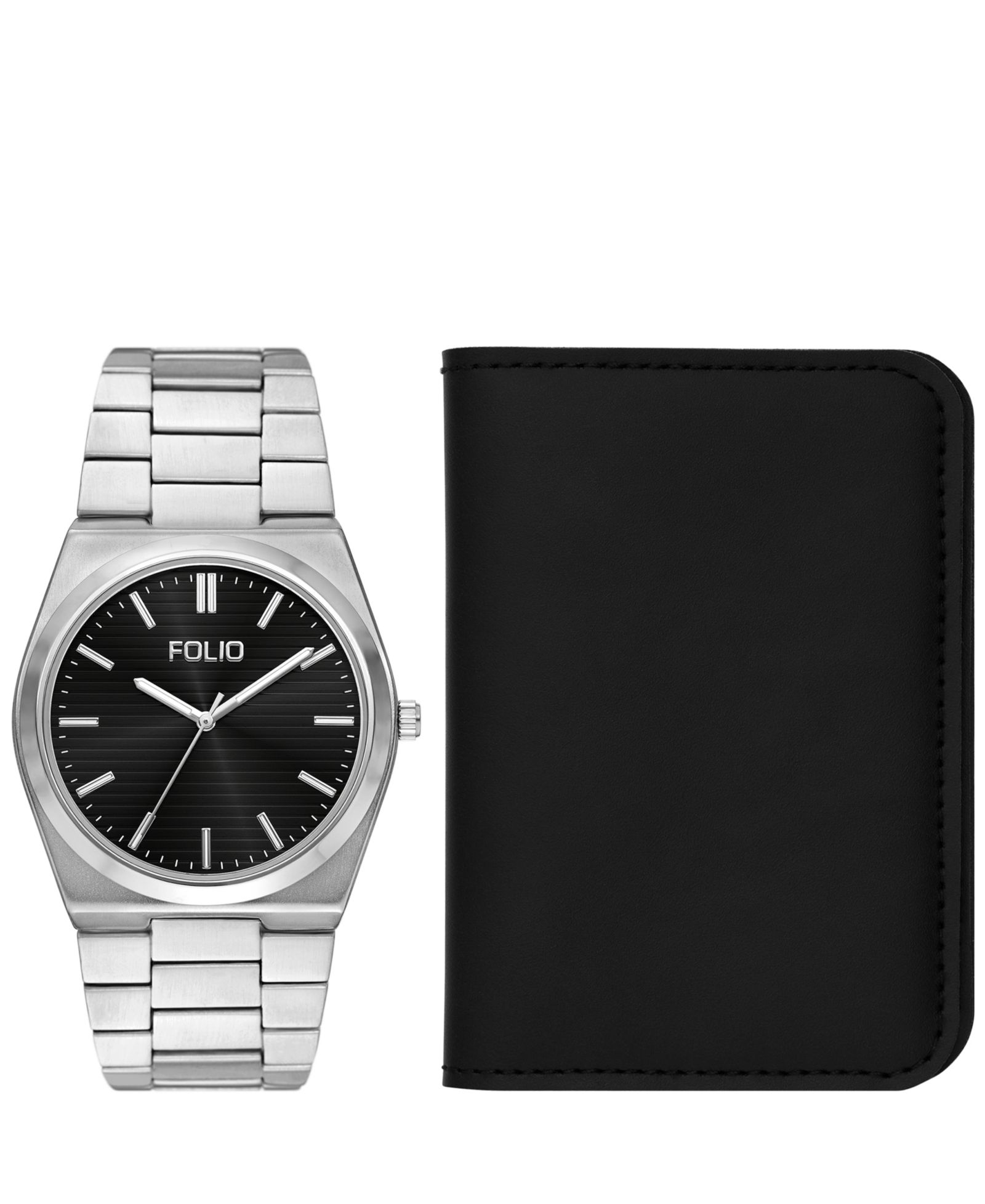 Набор часов Folio Men's Quartz Three-Hand Silver Alloy, 42mm