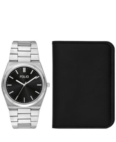 Набор часов Folio Men's Quartz Three-Hand Silver Alloy, 42mm