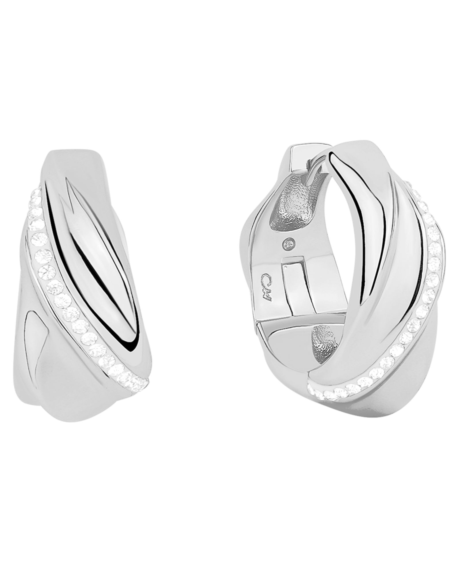 And Now This серьги-кольца из латуни с напылением 18k silver и кристаллами