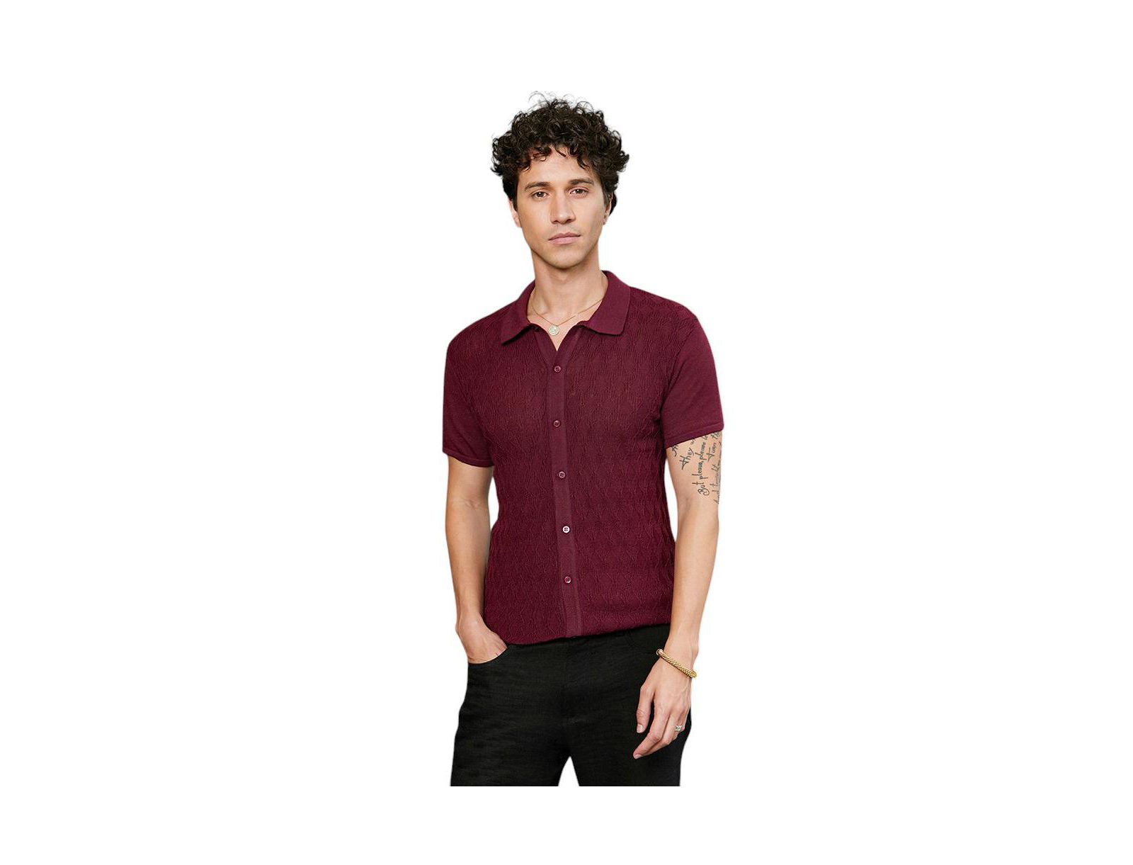 Campus Sutra Мужская рубашка Slim-Fit Argyle-Knit