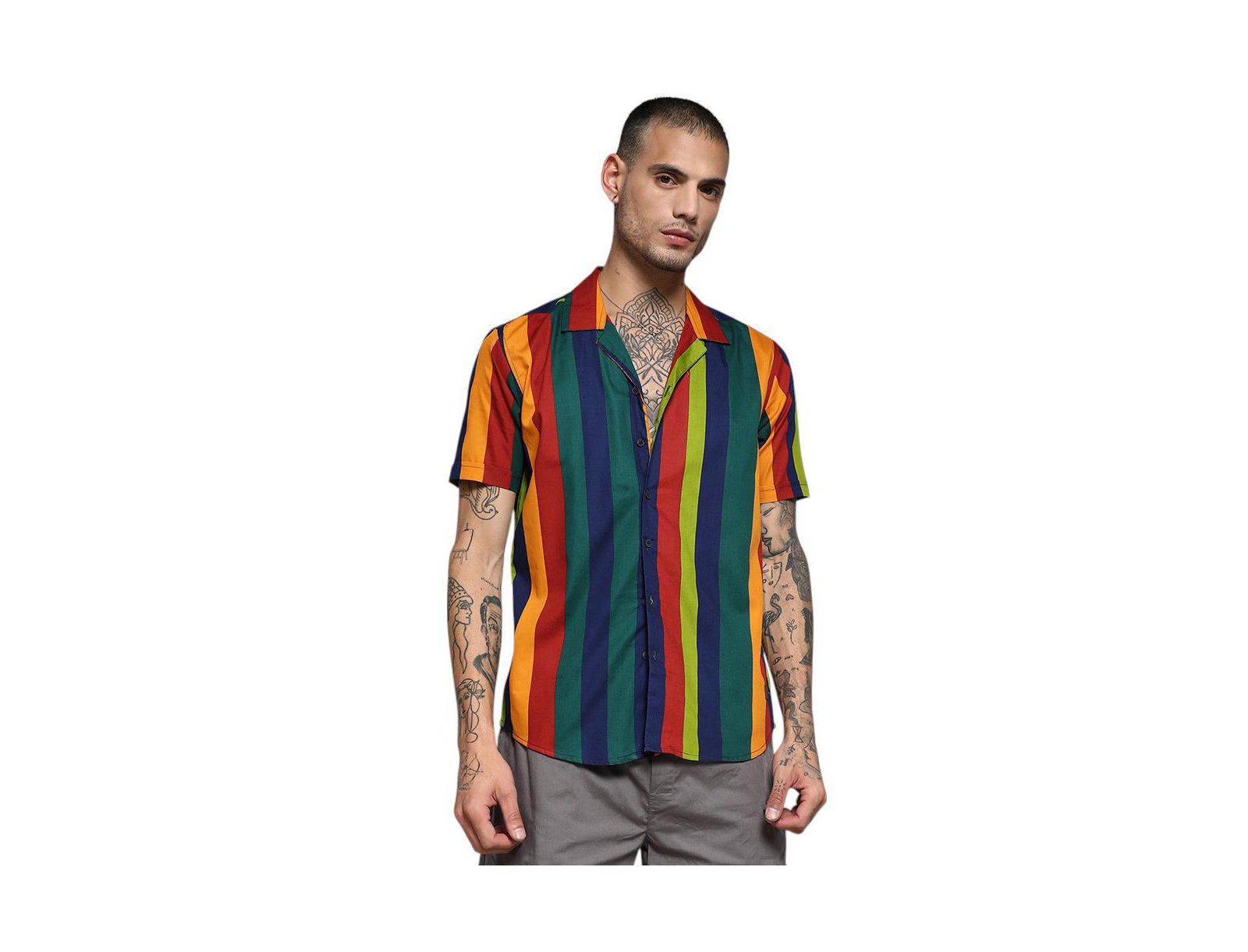 Cahoot Men's Campus Sutra Multicolour Awning Striped Shirt