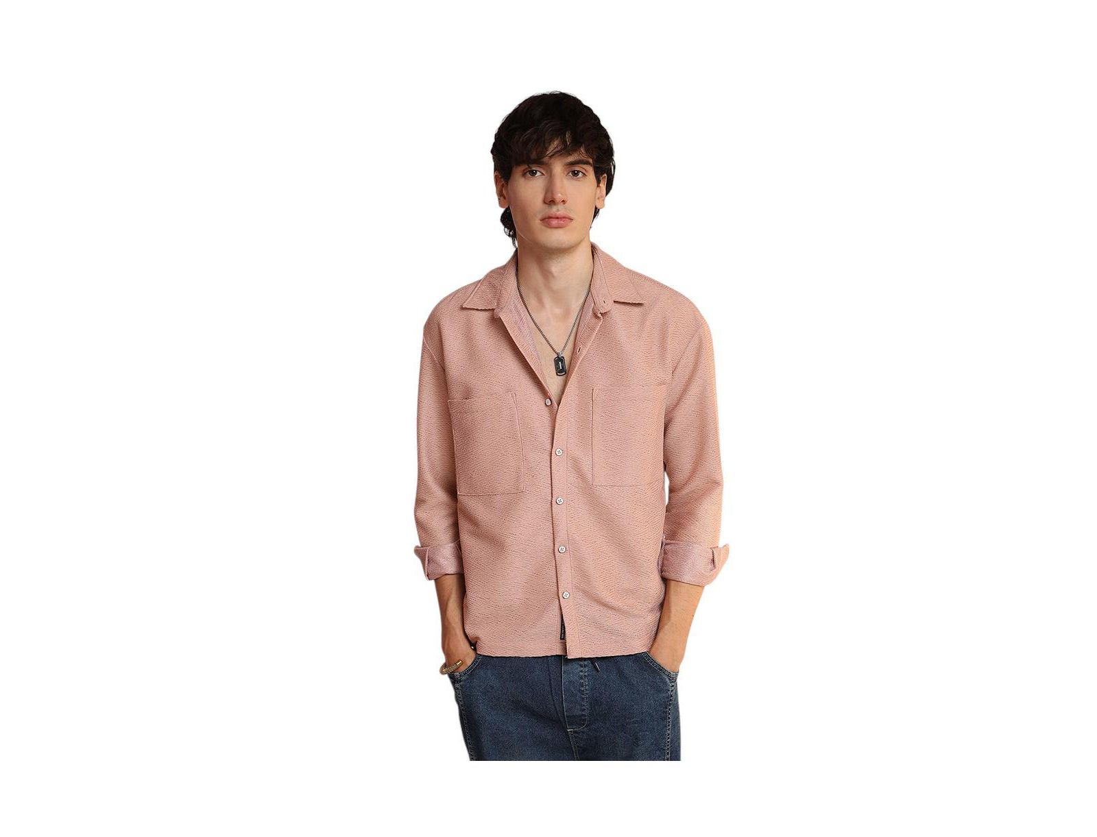 Campus Sutra Мужская рубашка Chevron-Woven Utility