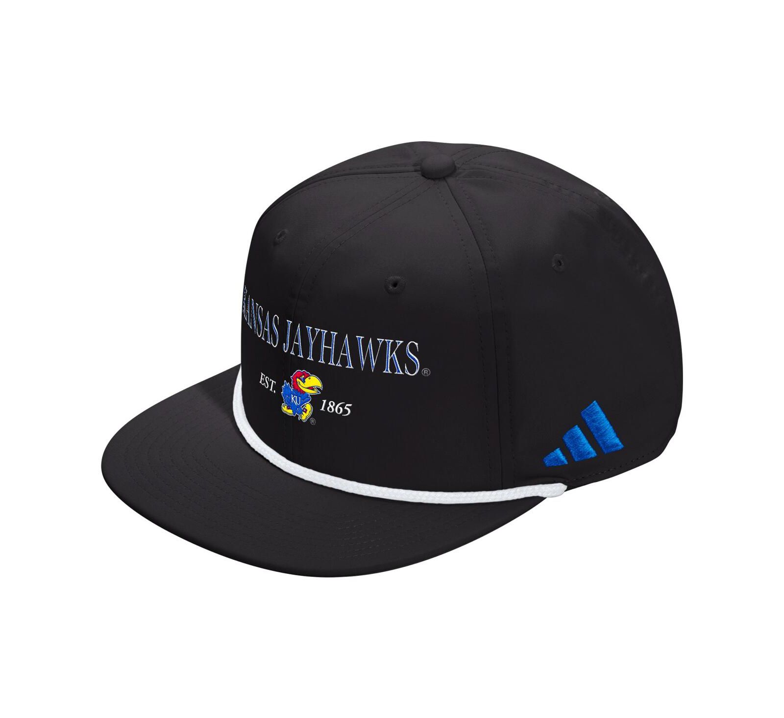Регулируемая кепка Adidas Black Kansas Jayhawks Seasonal Rope, для мужчин и женщин