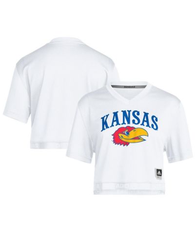 Женская укороченная футболка Adidas White Kansas Jayhawks