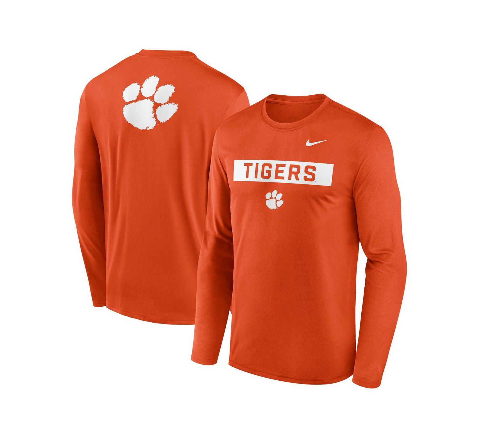 Nike Men's Orange Clemson Tigers Primetime Campus 2-Hit Legend Long Sleeve T-Shirt