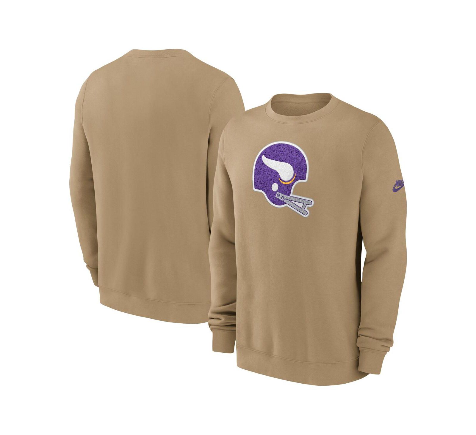 Nike Men's Tan Minnesota Vikings Swing Pass Rewind Club Pullover Sweatshirt