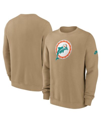 Nike Men's Tan Miami Dolphins Swing Pass Rewind Club Pullover Sweatshirt