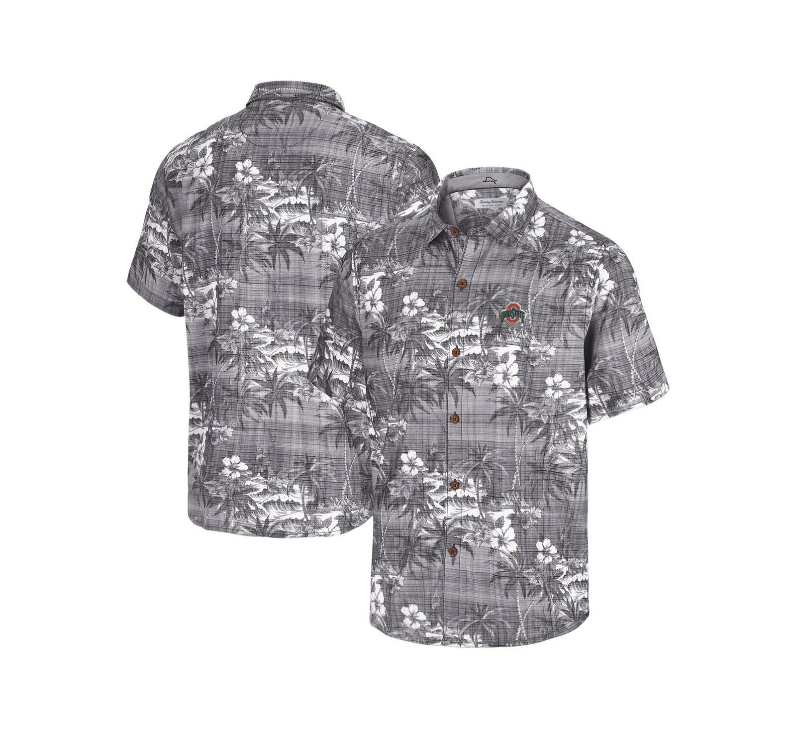Мужская рубашка Tommy Bahama Black Ohio State Buckeyes Coconut Point Isla Palmetta Camp Button-Up