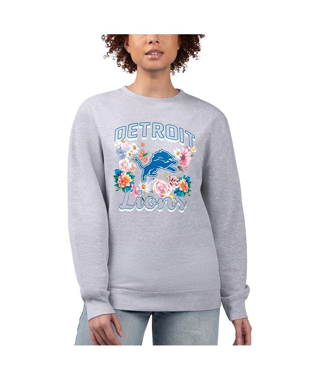 Женская флисовая толстовка G-III 4Her by Carl Banks Heather Gray с графическим логотипом Detroit Lions Flower