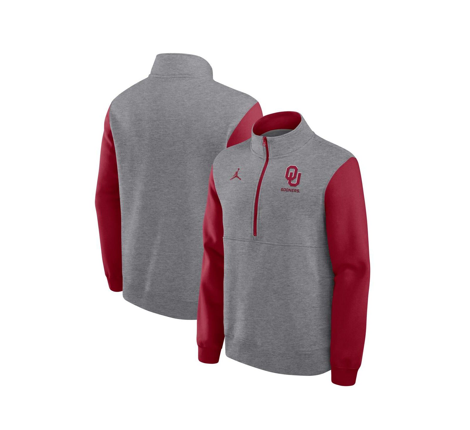 Jordan мужской флисовый джемпер на молнии Oklahoma Sooners Heather Gray