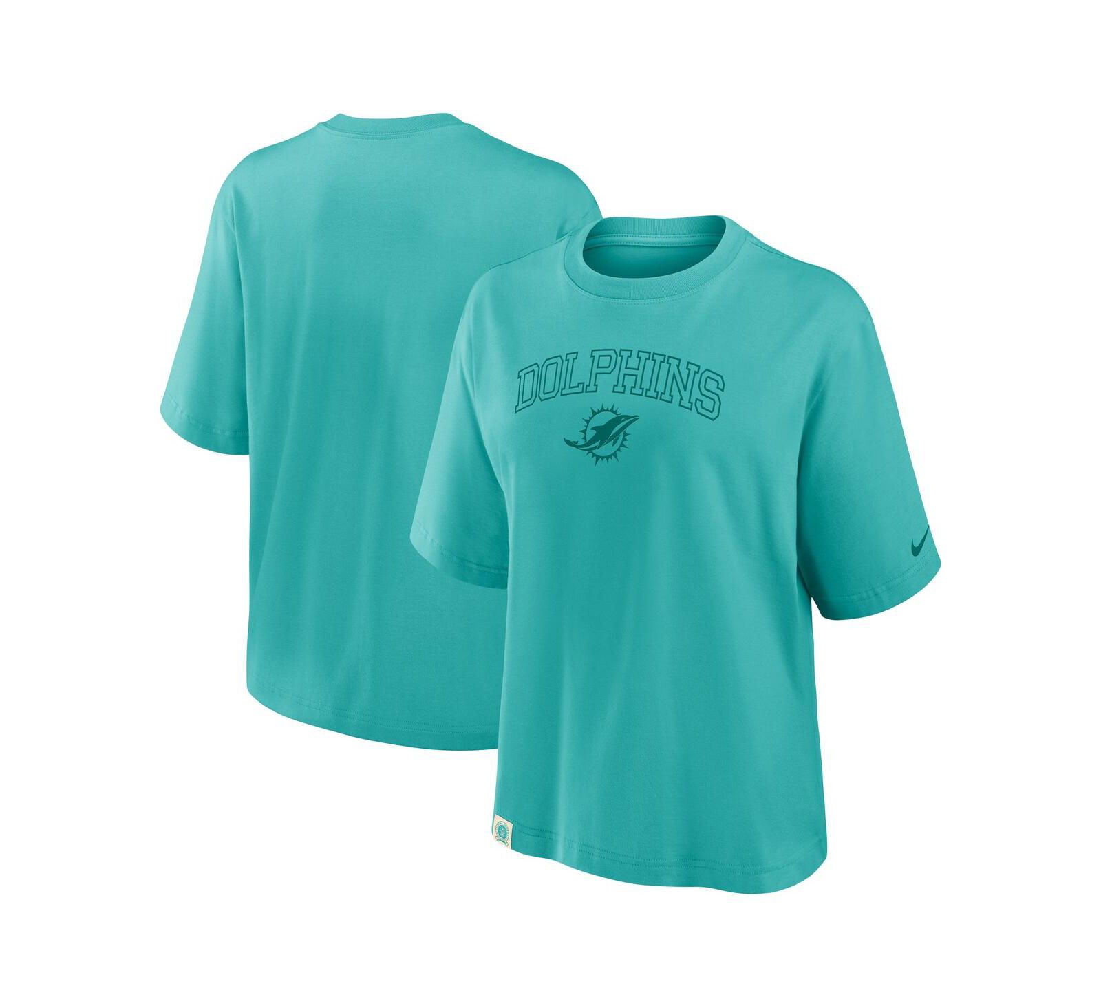 Nike Women's Aqua Miami Dolphins Glory Arch Boxy T-Shirt