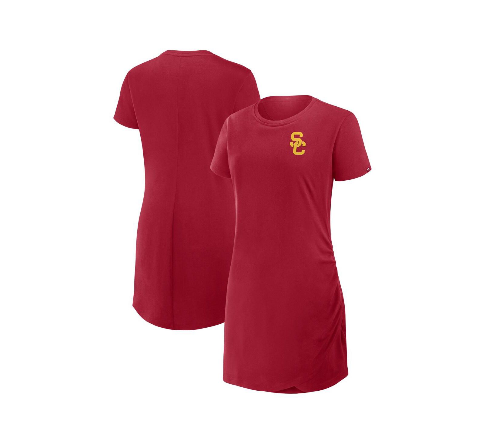 Женское платье-футболка Fanatics Cardinal USC Trojans Ruched Drape