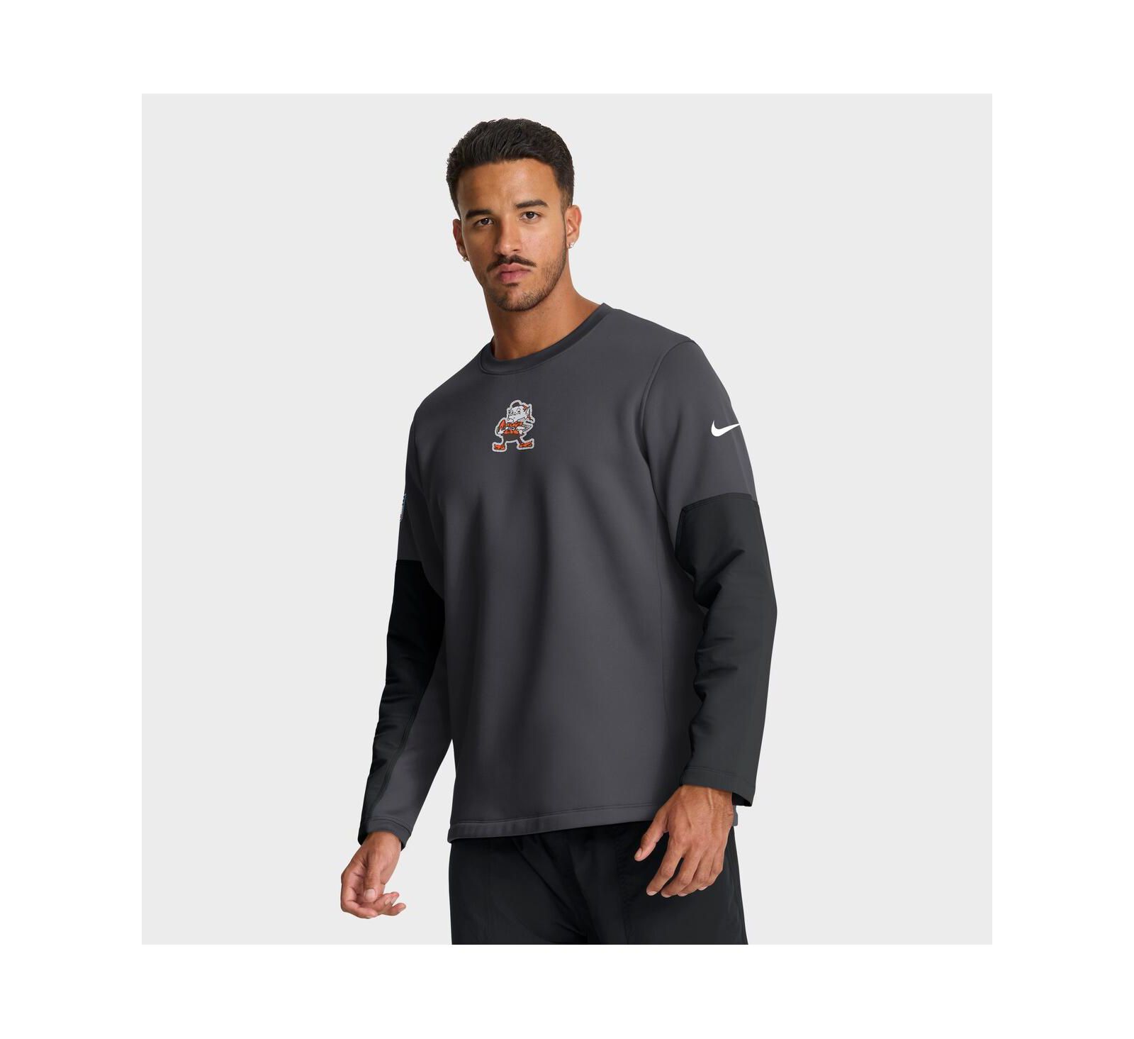 Nike Men's Anthracite Cleveland Browns Sideline Scripted to Win Performance Long Sleeve T-Shirt