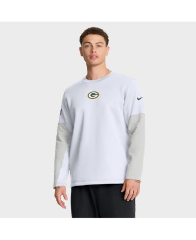 Футболка Nike Men's White Green Bay Packers Sideline Performance, длинный рукав, Мужская