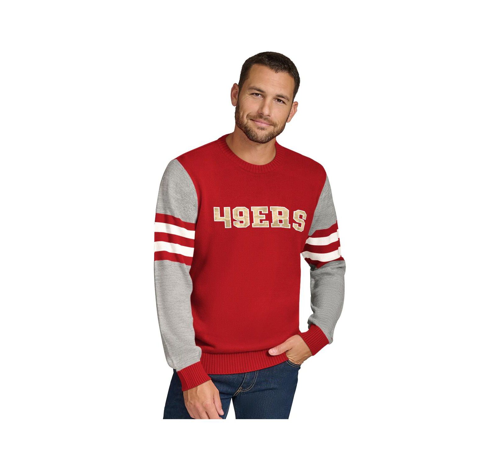 Мужской джемпер Tommy Hilfiger Scarlet/Heather Gray San Francisco 49ers Acrylic Crewneck Pullover Sweatshirt
