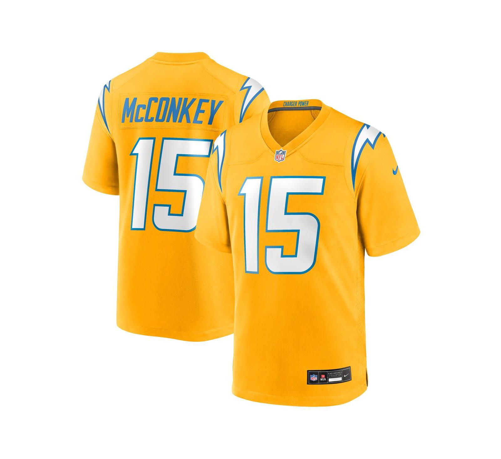 Мужская джерси Nike Ladd McConkey Gold Los Angeles Chargers