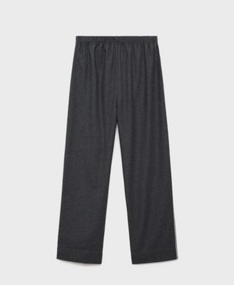 Mango Women's Contrast Piping Cotton Flannel Pants