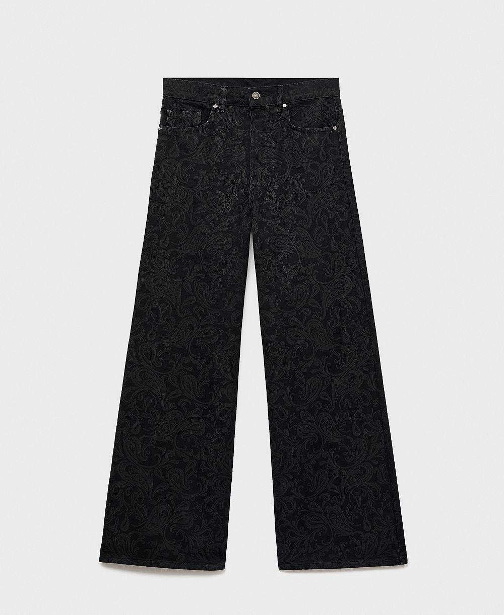 Mango Women's Wide-Leg Paisley-Print Jeans