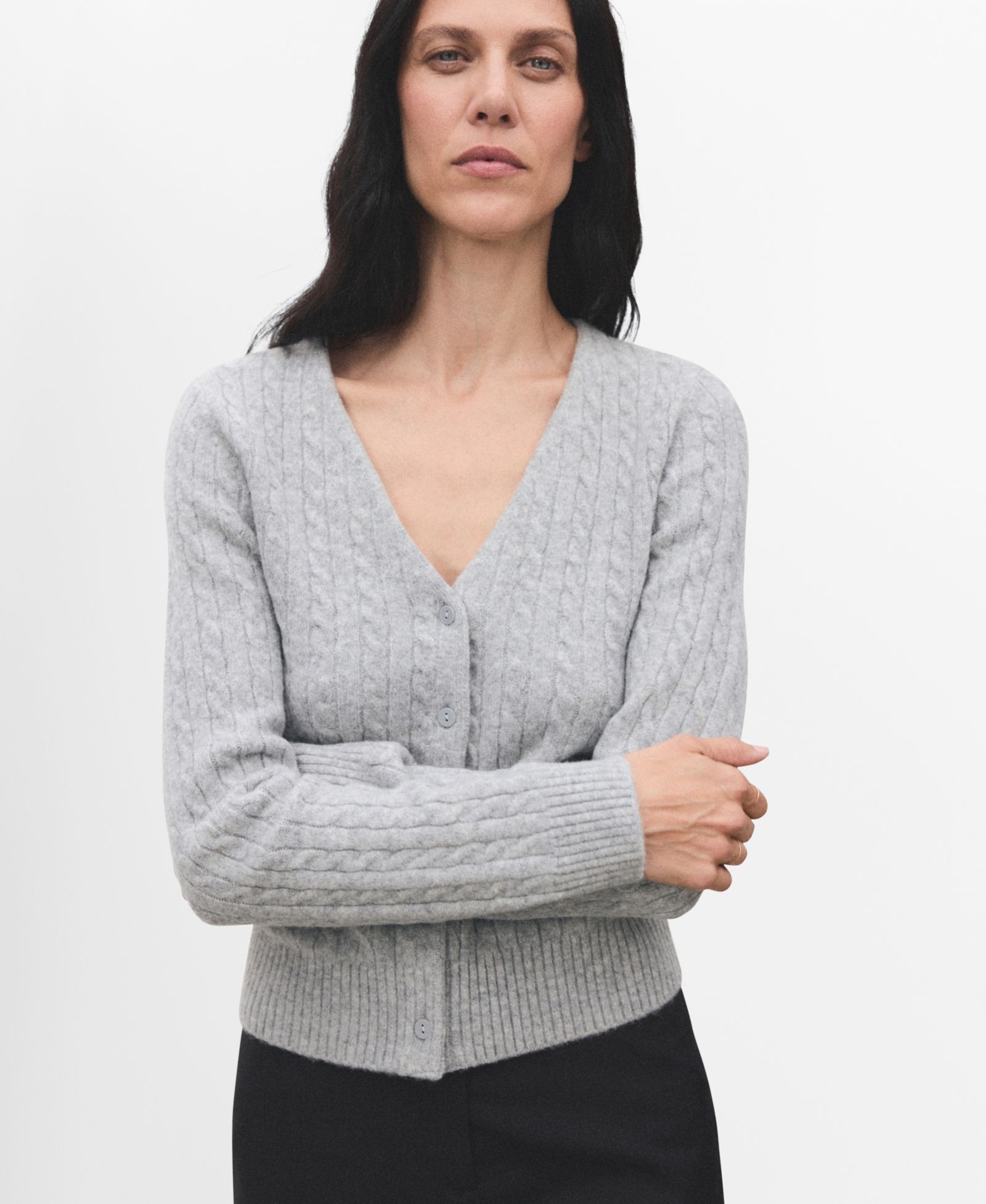 Mango Women's Knitted Braided Cardigan Sweater