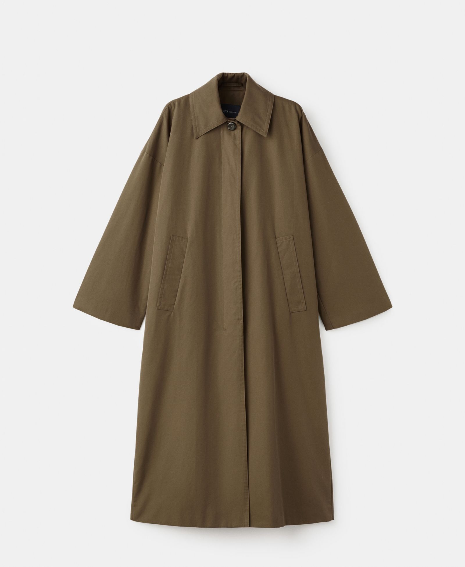 Mango Women's Concealed Buttons Long Cotton Trench Coat