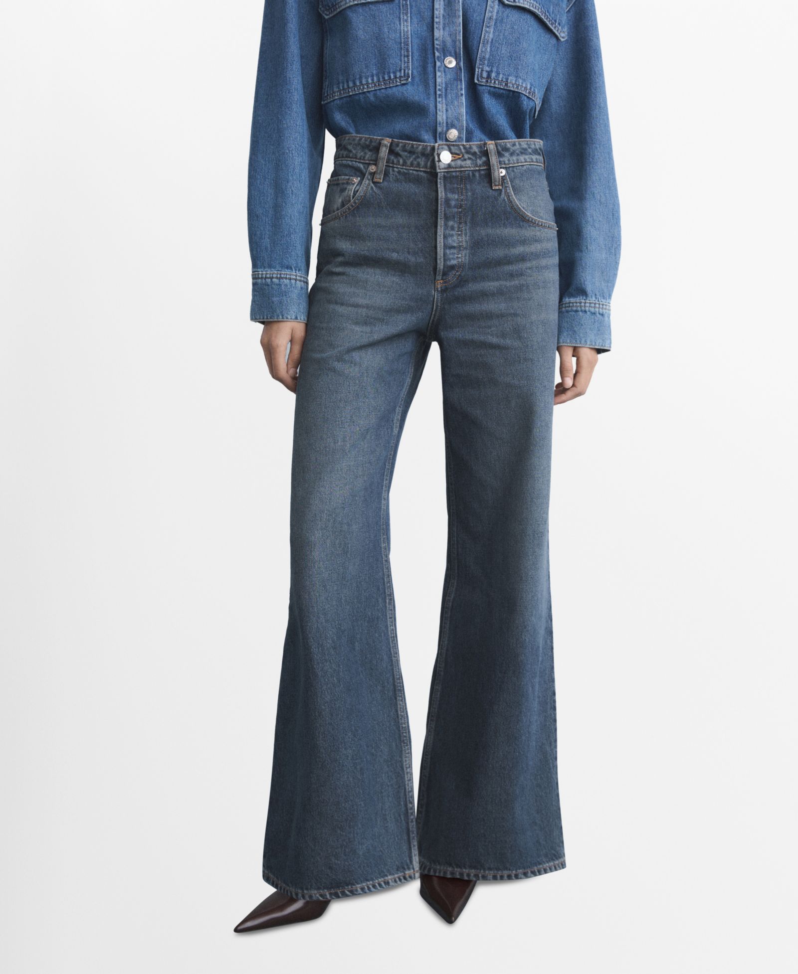 Mango Women's High-Waisted Wide-Leg Jeans