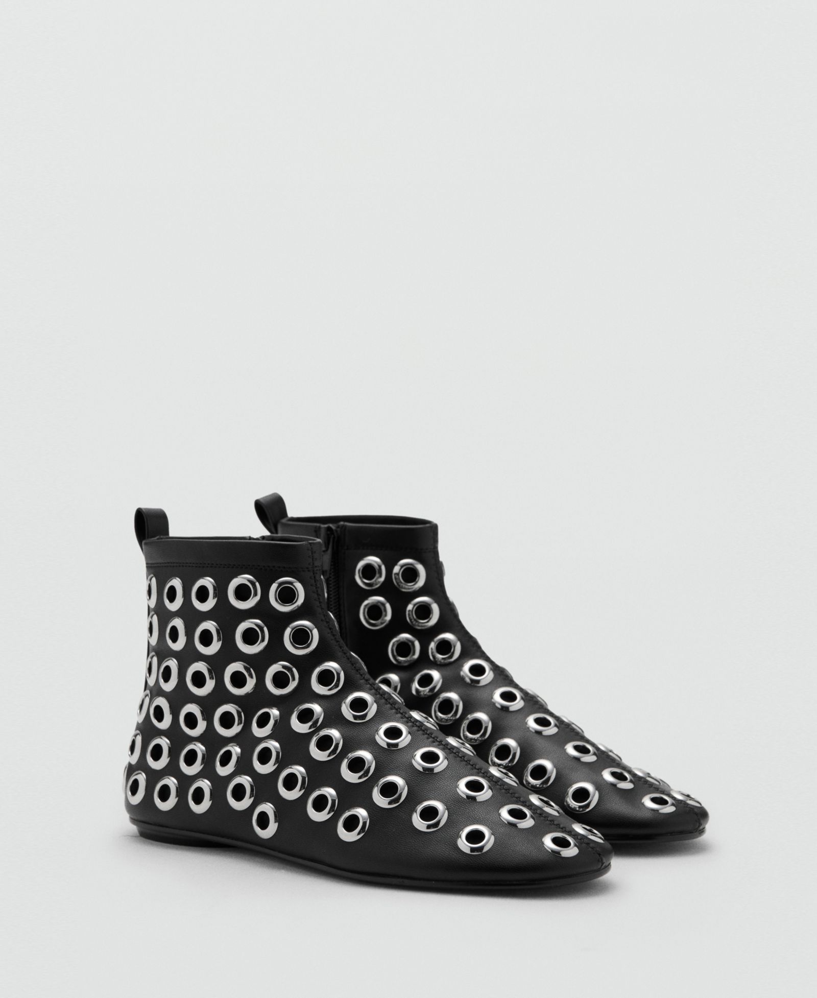 Женские кожаные ботильоны Mango Eyelets Leather-Effect Ankle Boots