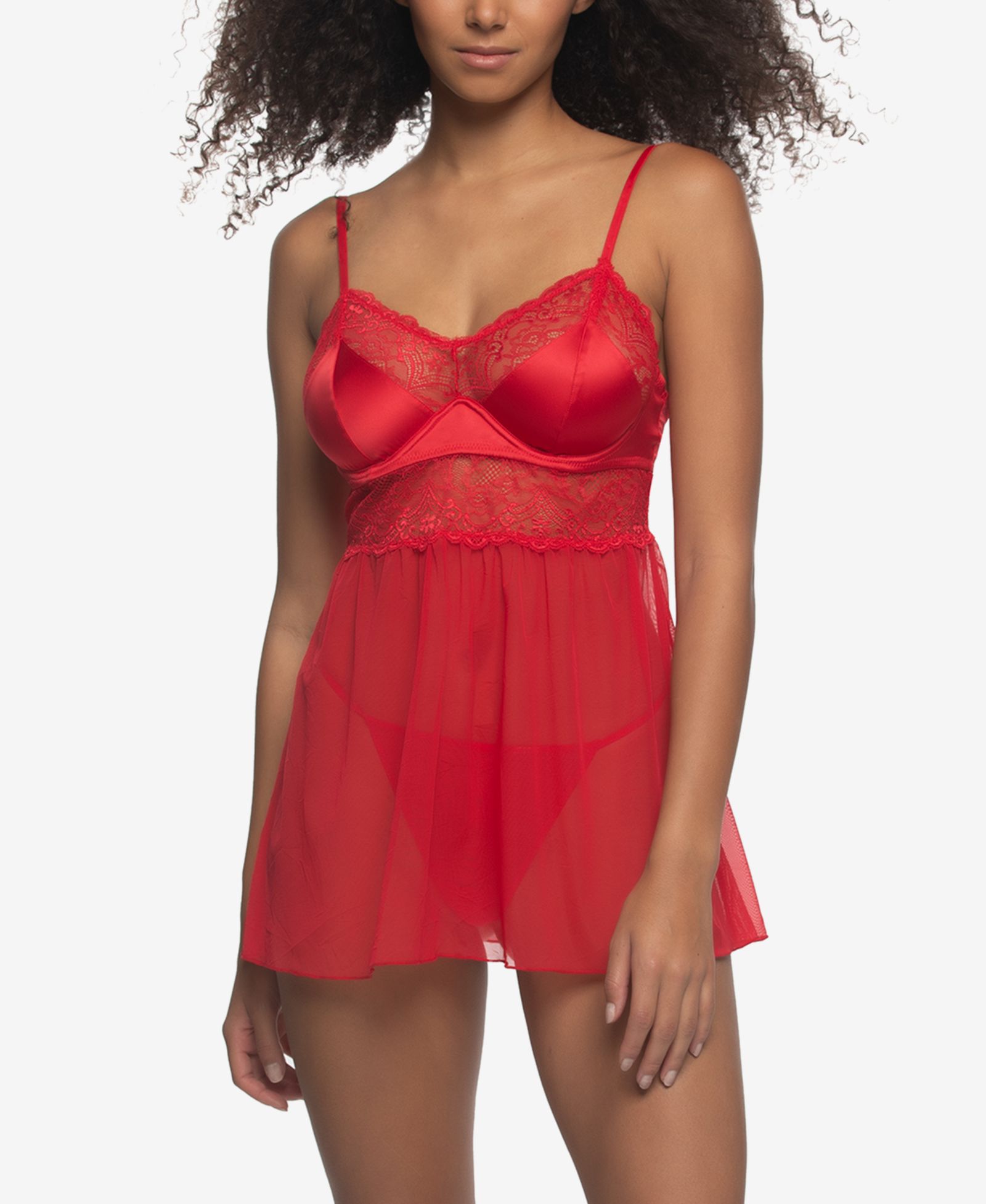 Комплект белья Jezebel Women's Heat Satin and Lace Babydoll