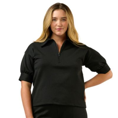 ESTELLE топ Jolene из понто с воротником и молнией, большие размеры, короткие рукава