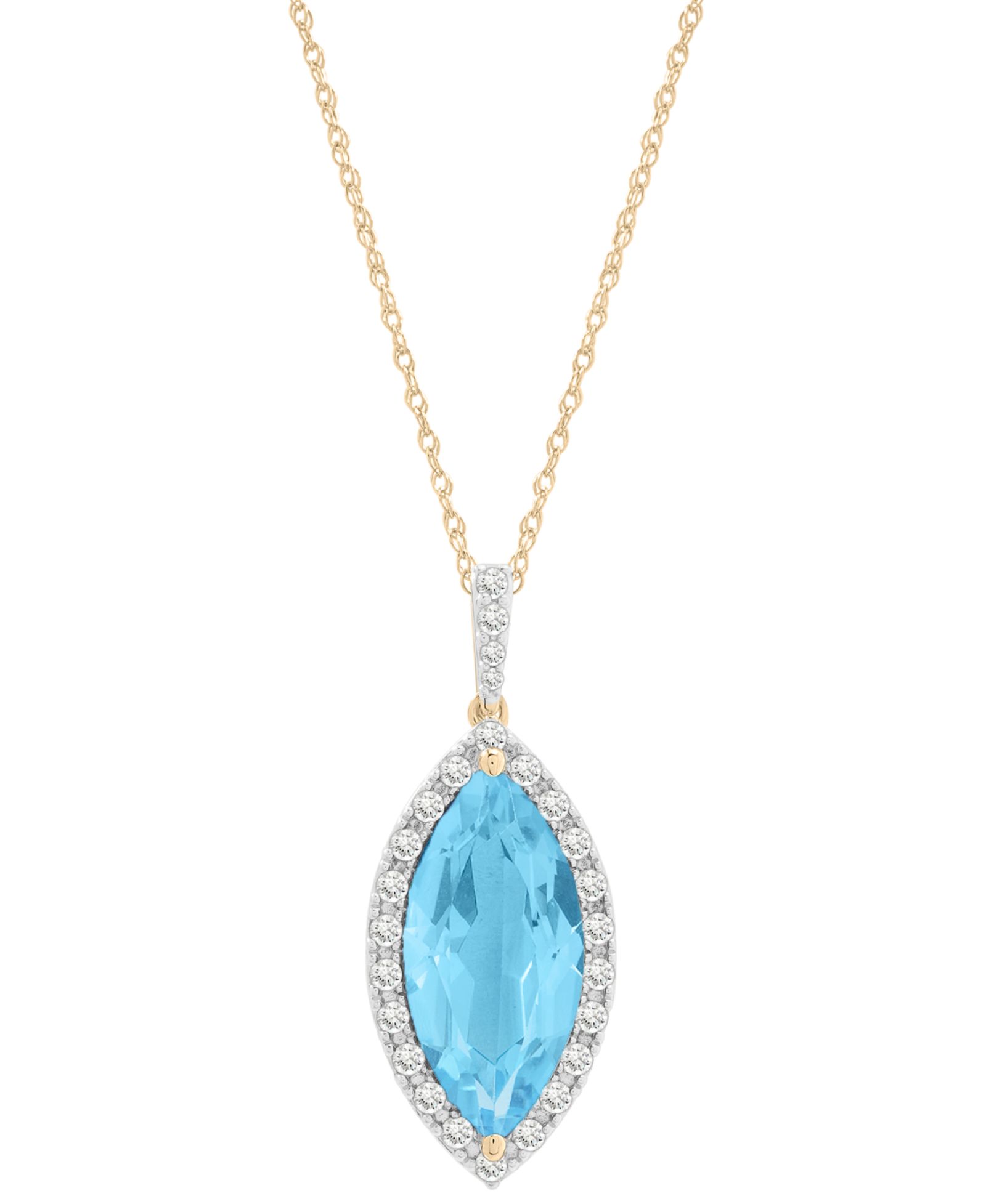 Подвеска Macy's Blue Topaz и Diamond в 14k Yellow Gold