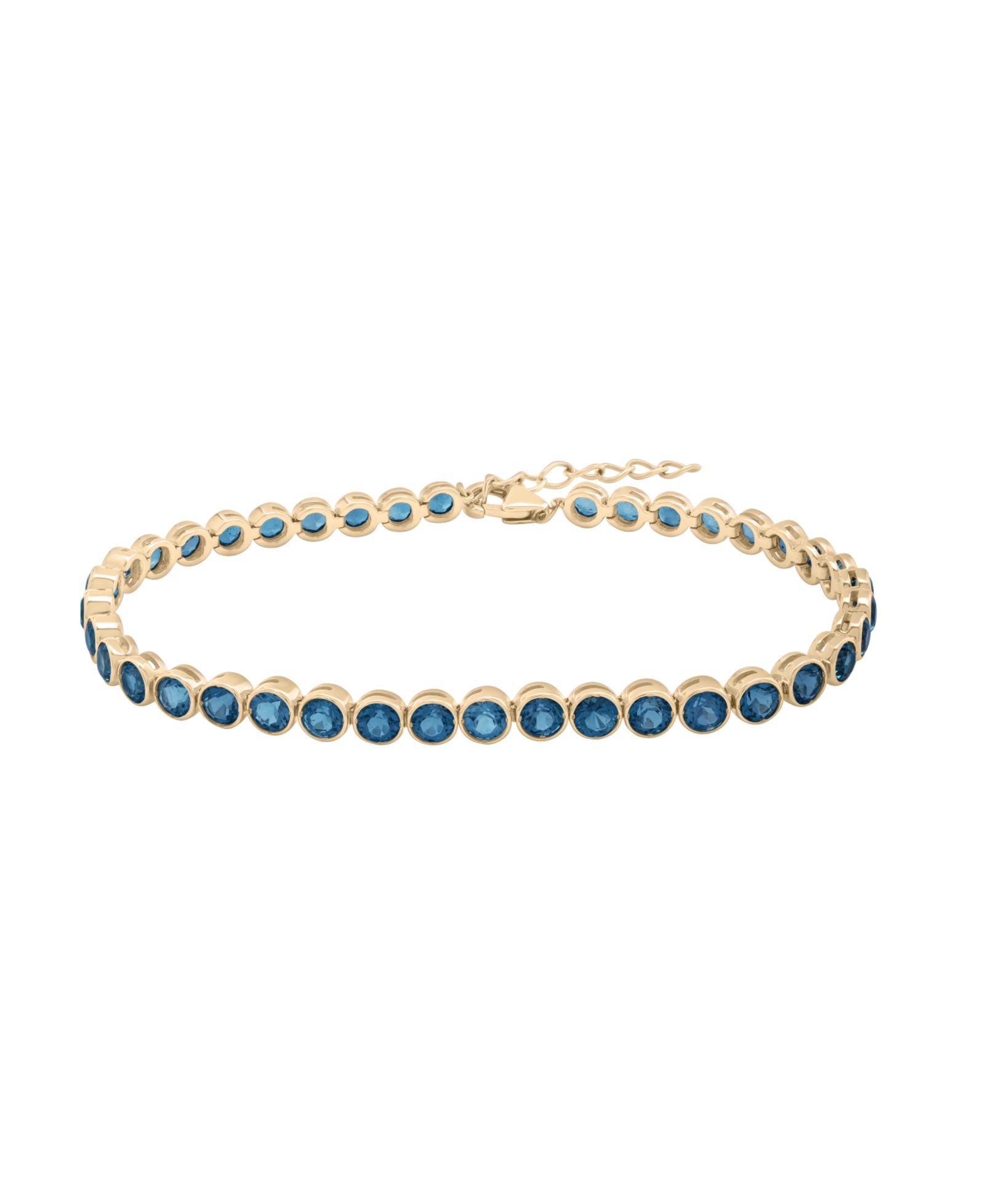 Macy's London Blue Topaz (5-1/20 ct. t.w.) Bezel Link Bracelet in 14k Yellow Gold