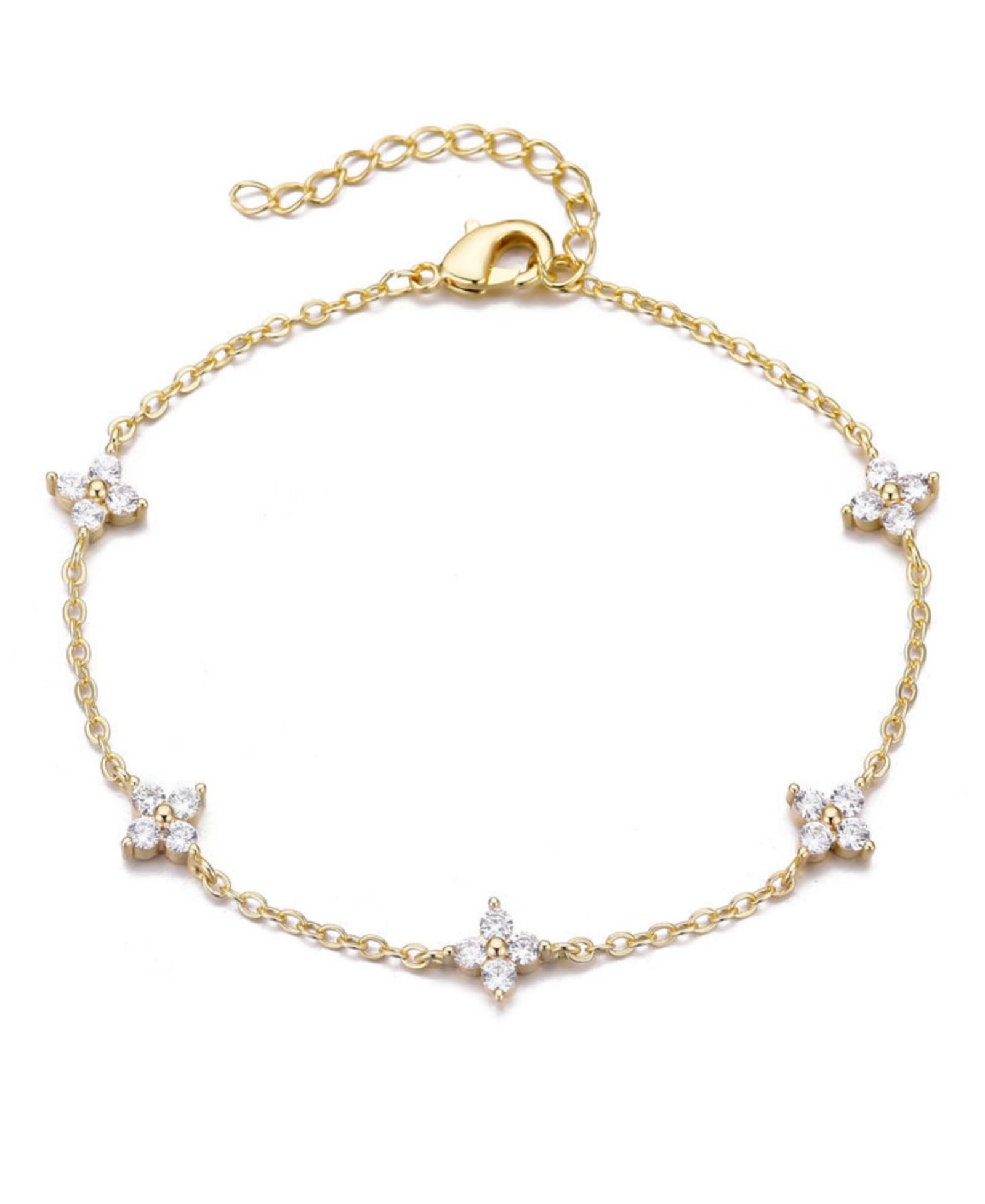 Браслет ADORNIA Gold Plated Cubic Zirconia Flower Station