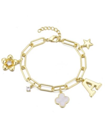 ADORNIA Gold Initial Chunky Charm Bracelet