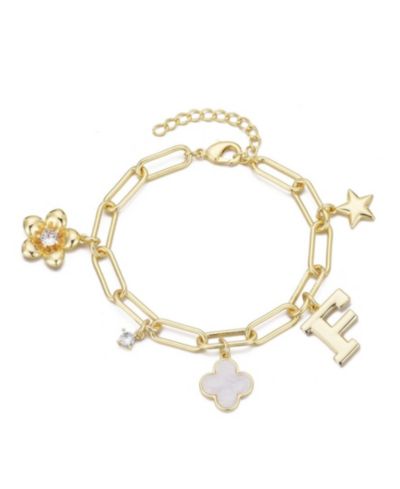 ADORNIA Gold Initial Chunky Charm Bracelet