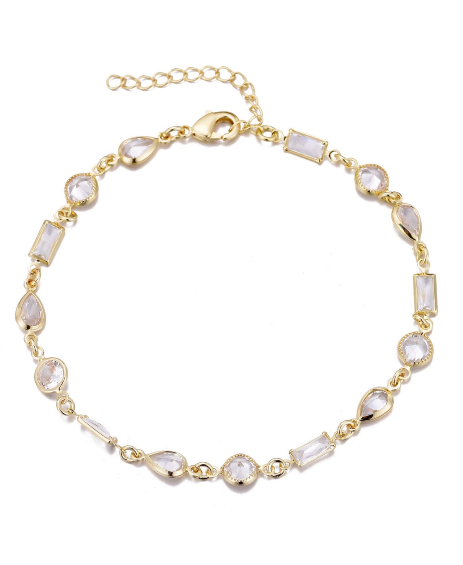 ADORNIA Gold Plated Crystal Mixed Shape Bracelet