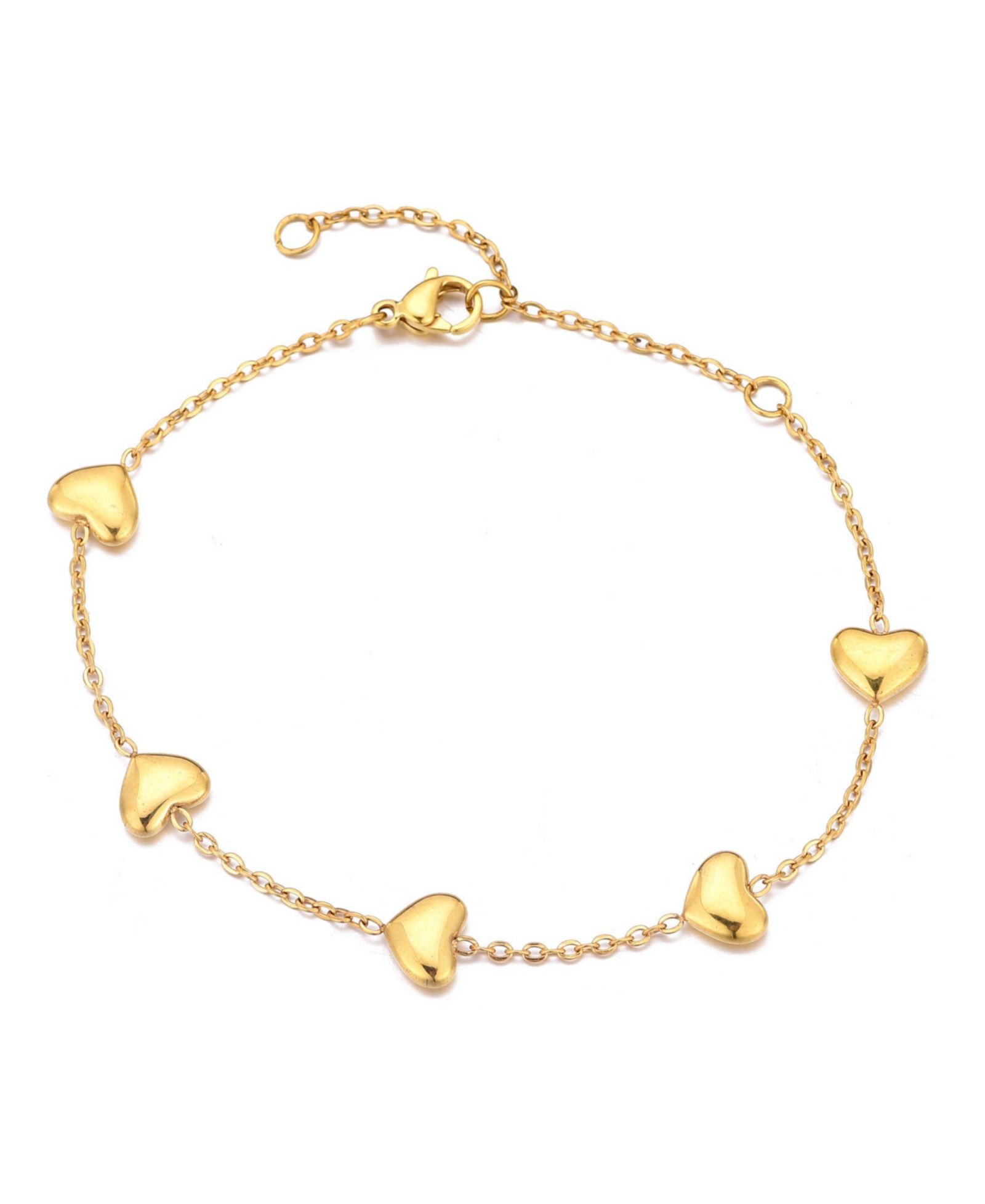 ADORNIA Tarnish Resistant Gold Plated Heart Station Bracelet