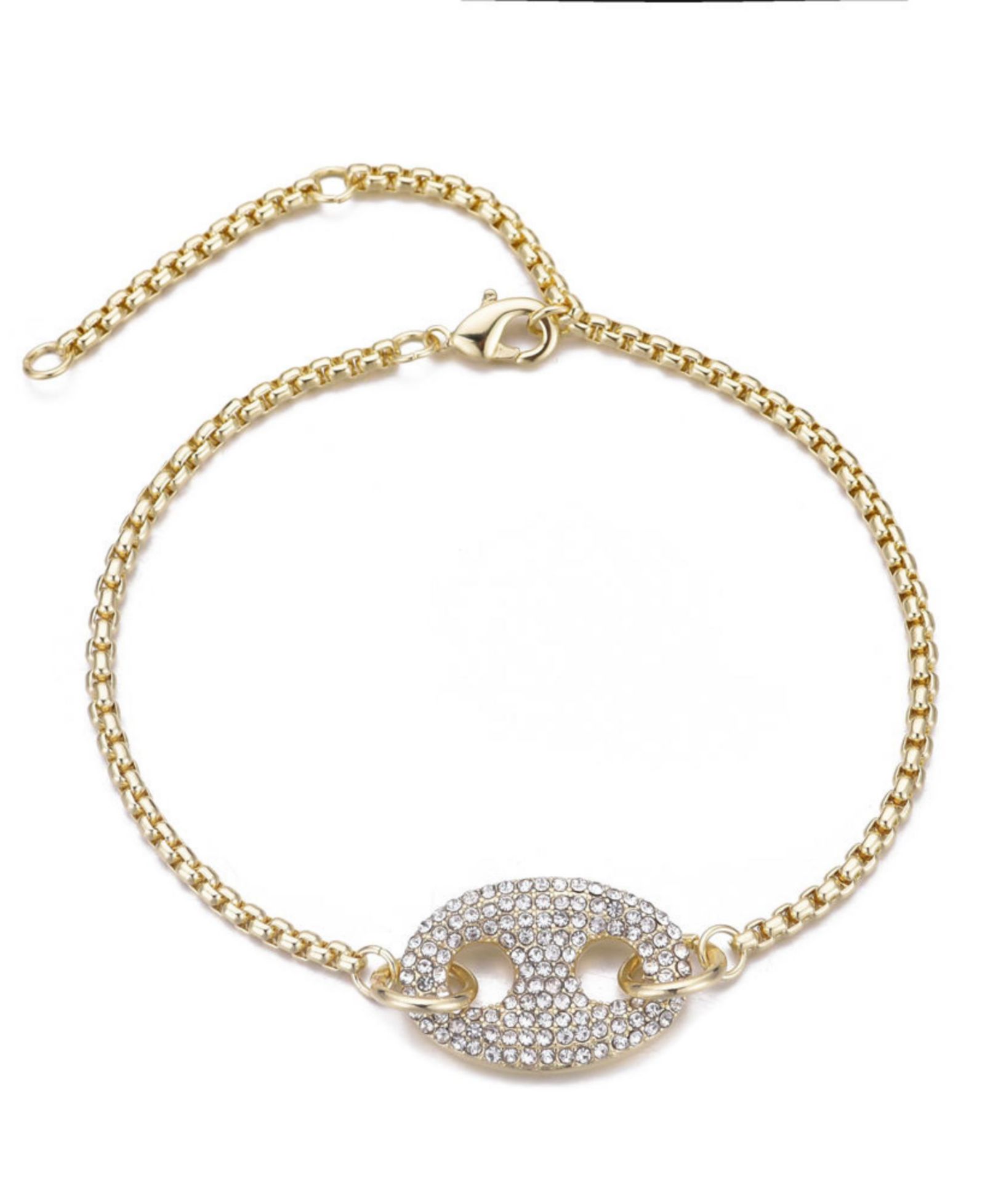 ADORNIA Gold Plated Crystal Mariner Link Bracelet