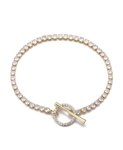 ADORNIA Gold Plated Crystal Toggle Tennis Bracelet