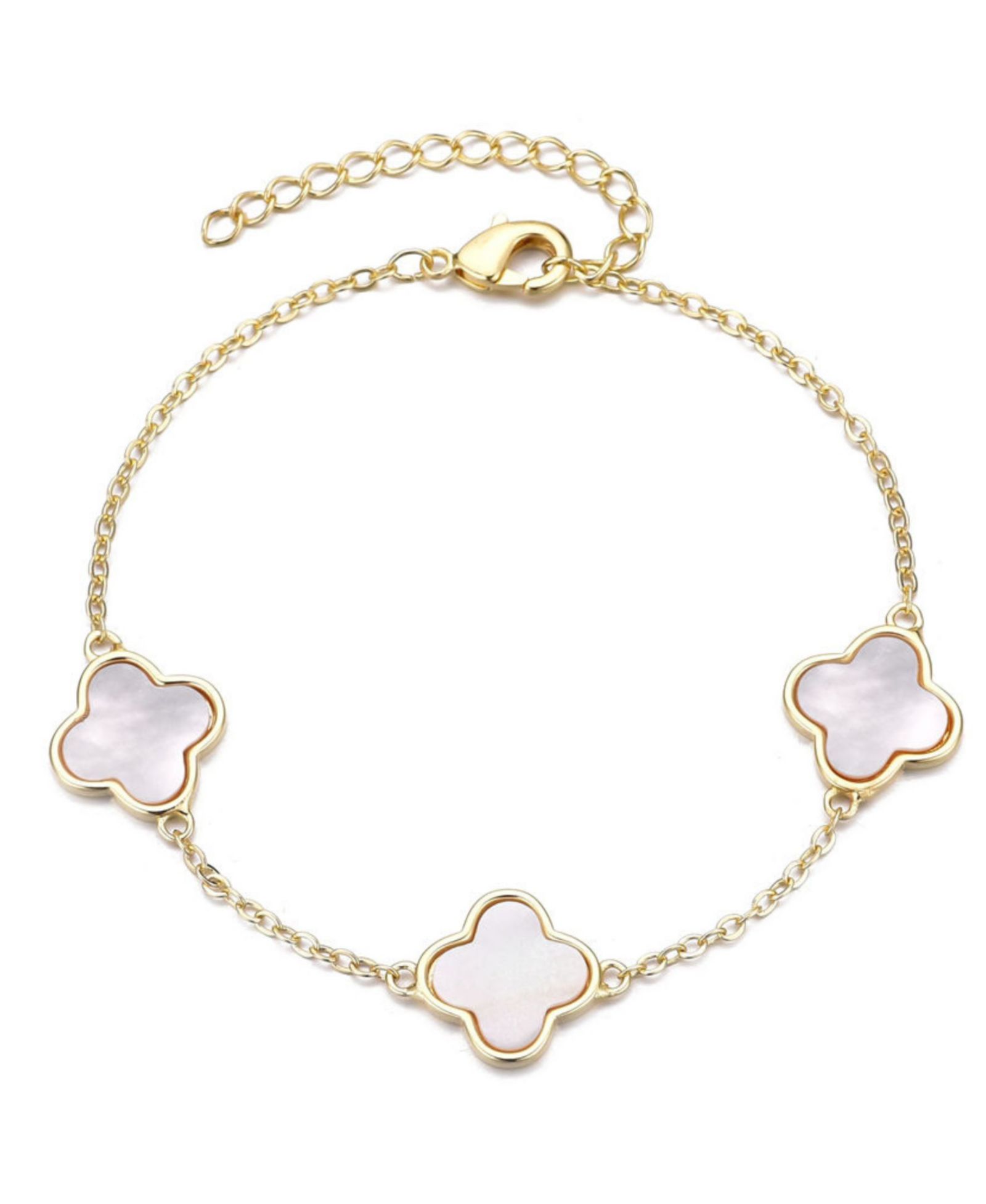 Браслет ADORNIA Gold Plated Mother of Pearl Clover Station