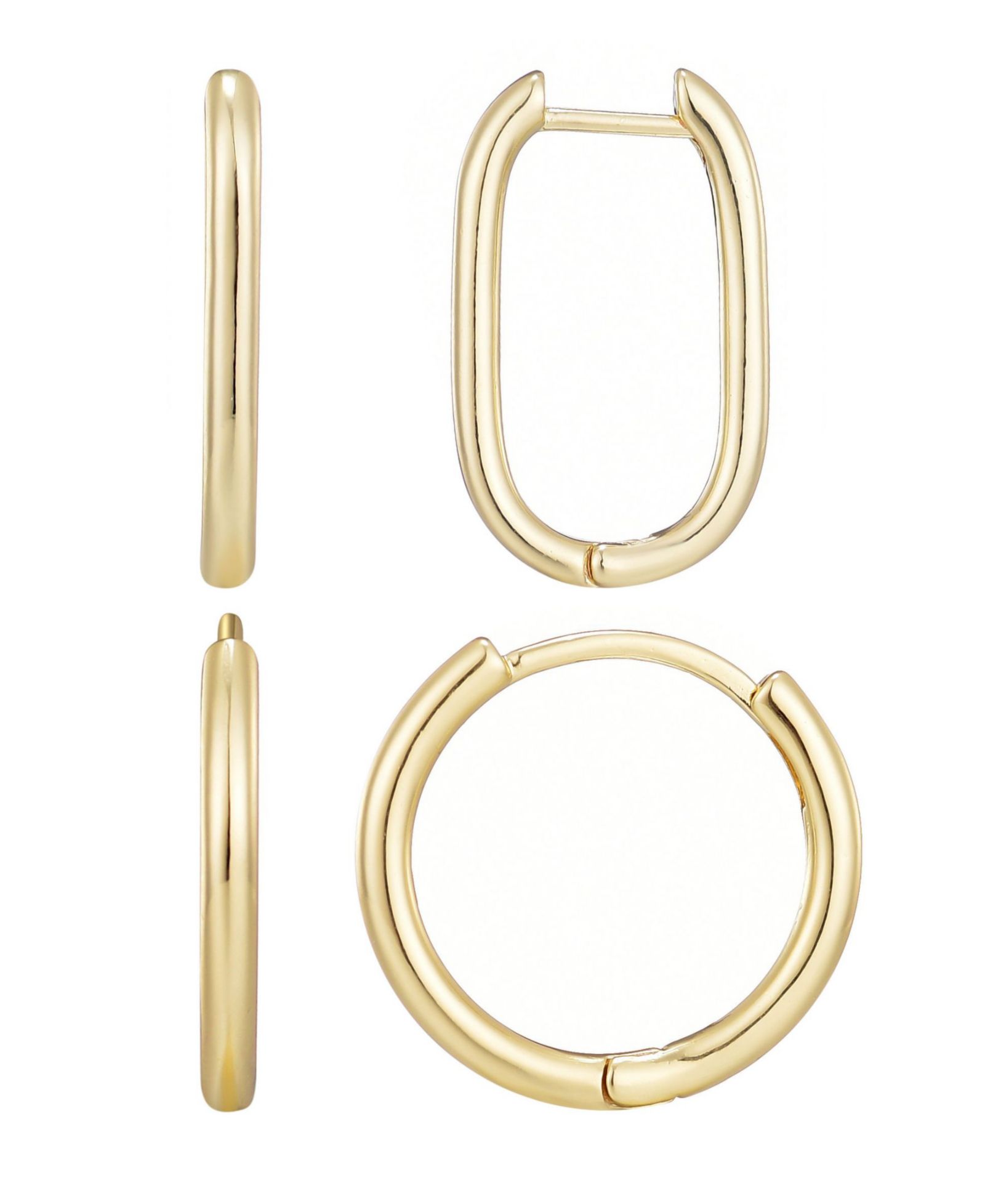 ADORNIA Gold Plated Hoop Earring Set