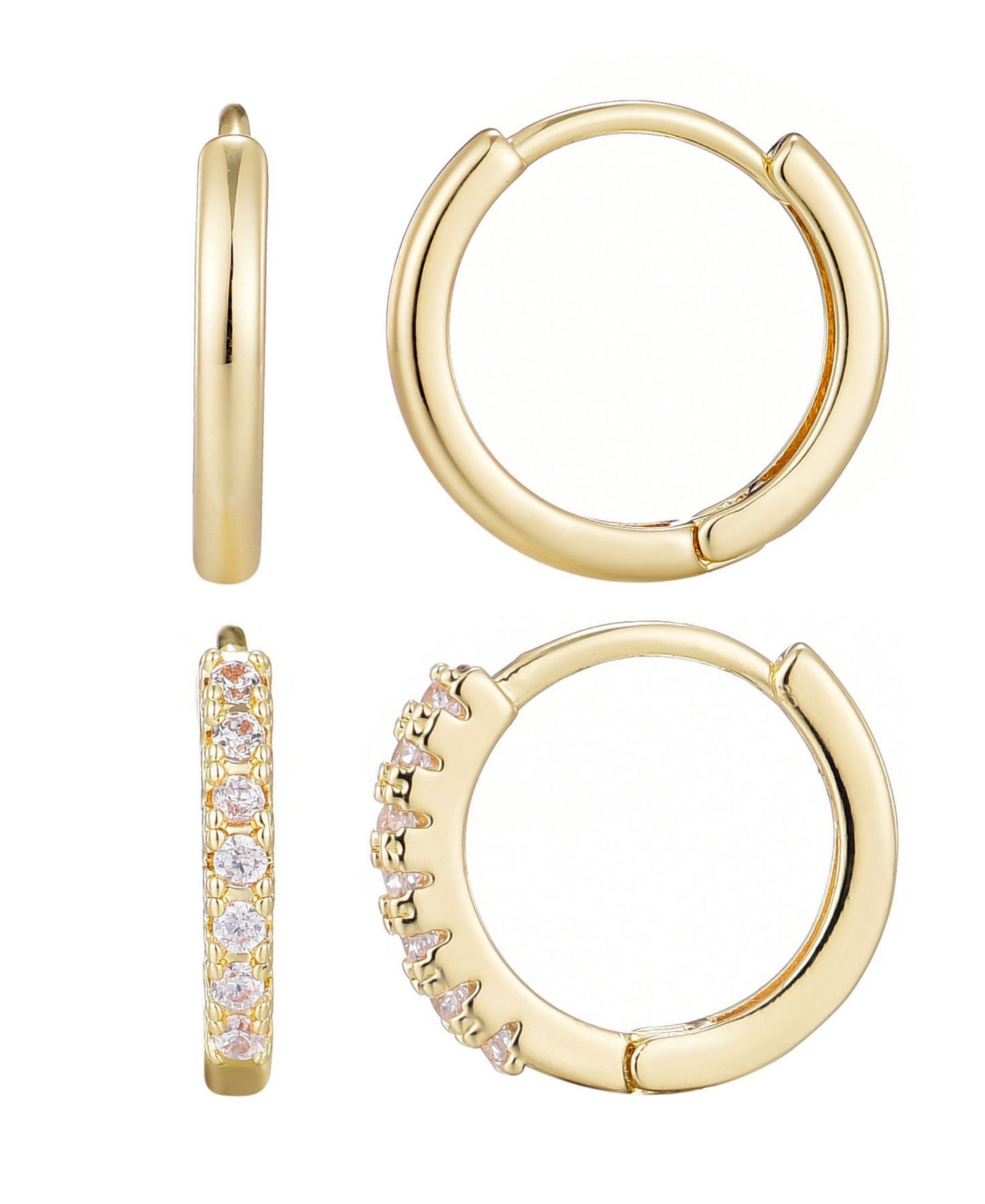 ADORNIA Gold Plated Cubic Zirconia Earring Set