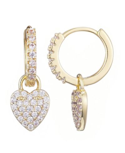 ADORNIA Gold Plated Cubic Zirconia Heart Huggie Earrings
