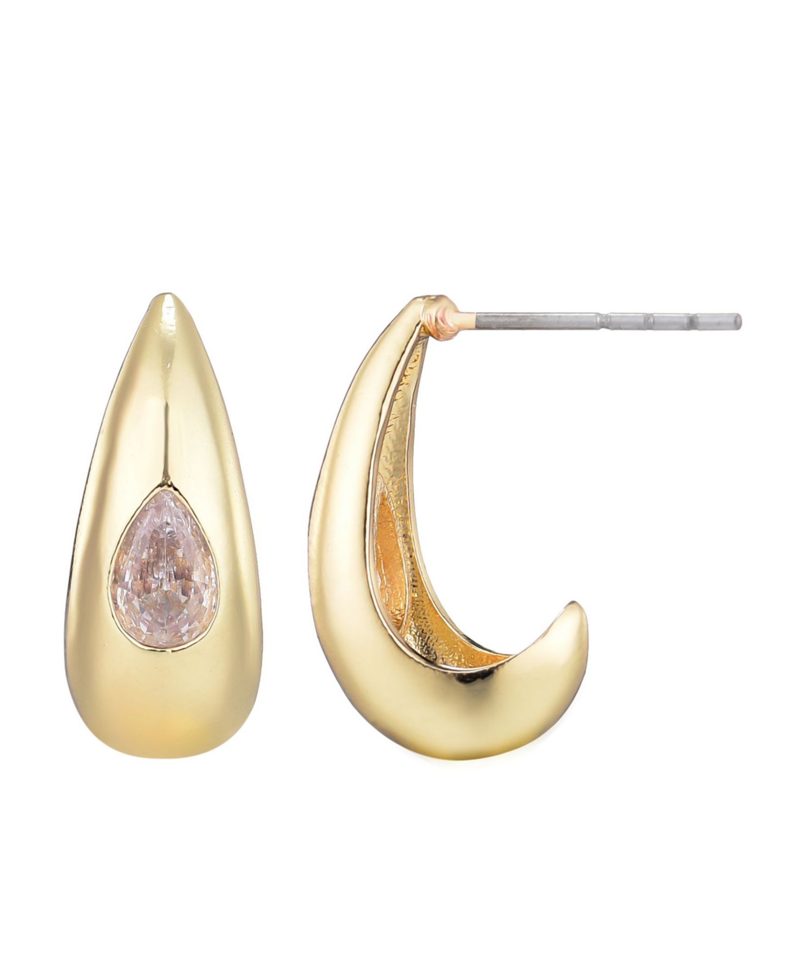 ADORNIA Gold Plated Crystal Stone Pear Teardrop Stud Earrings