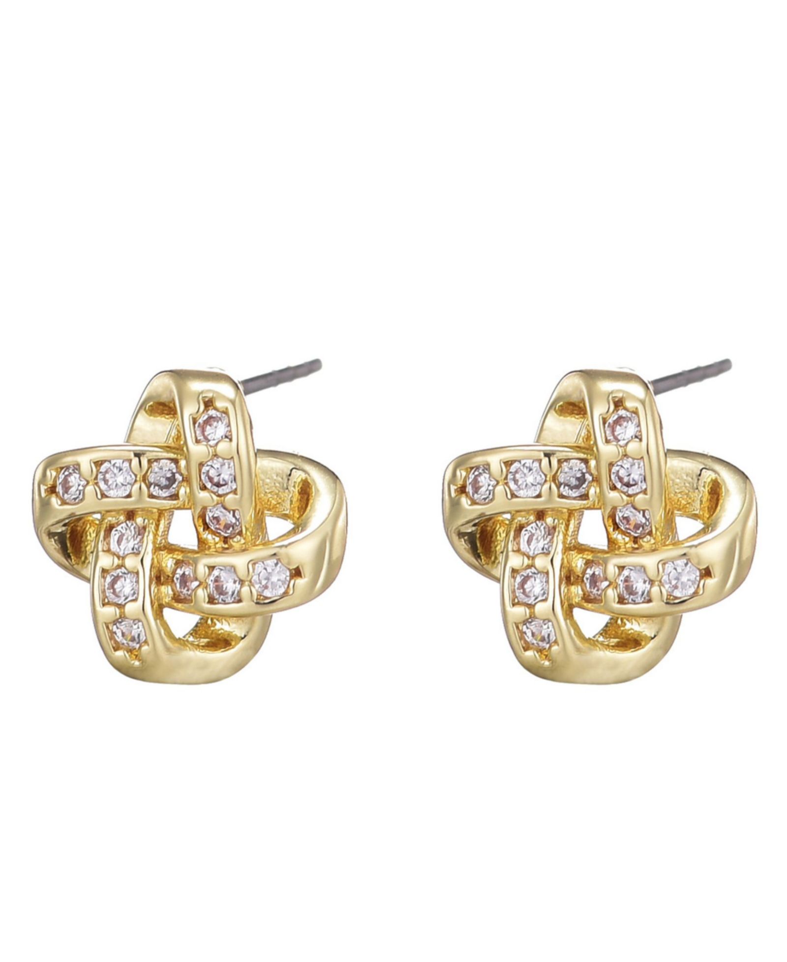ADORNIA Gold Plated Knot Twist Stud Earrings