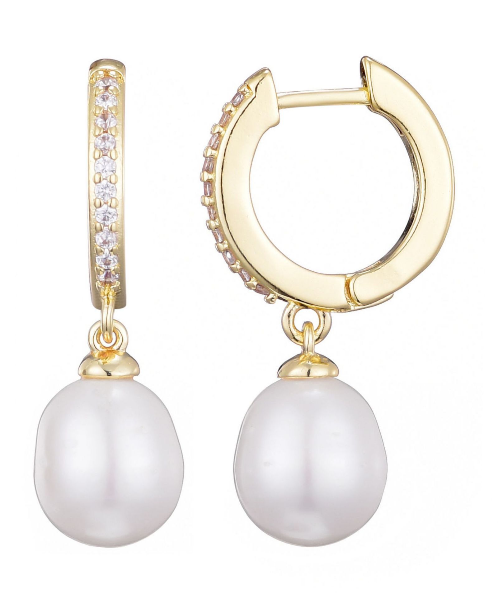 ADORNIA Gold Plated Cubic Zirconia Huggie Hoop Earrings