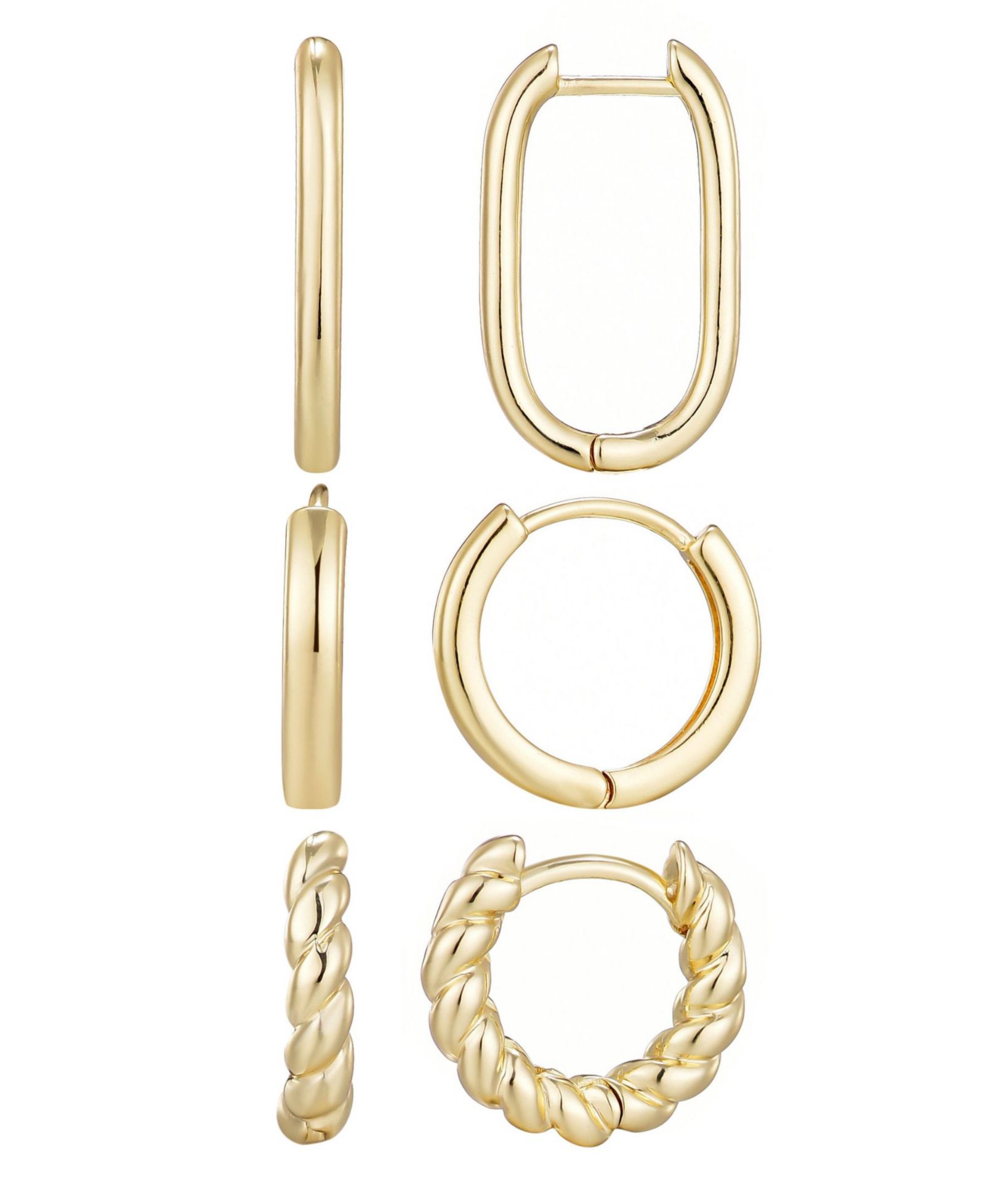 ADORNIA Gold Plated Hoop Earrings Set