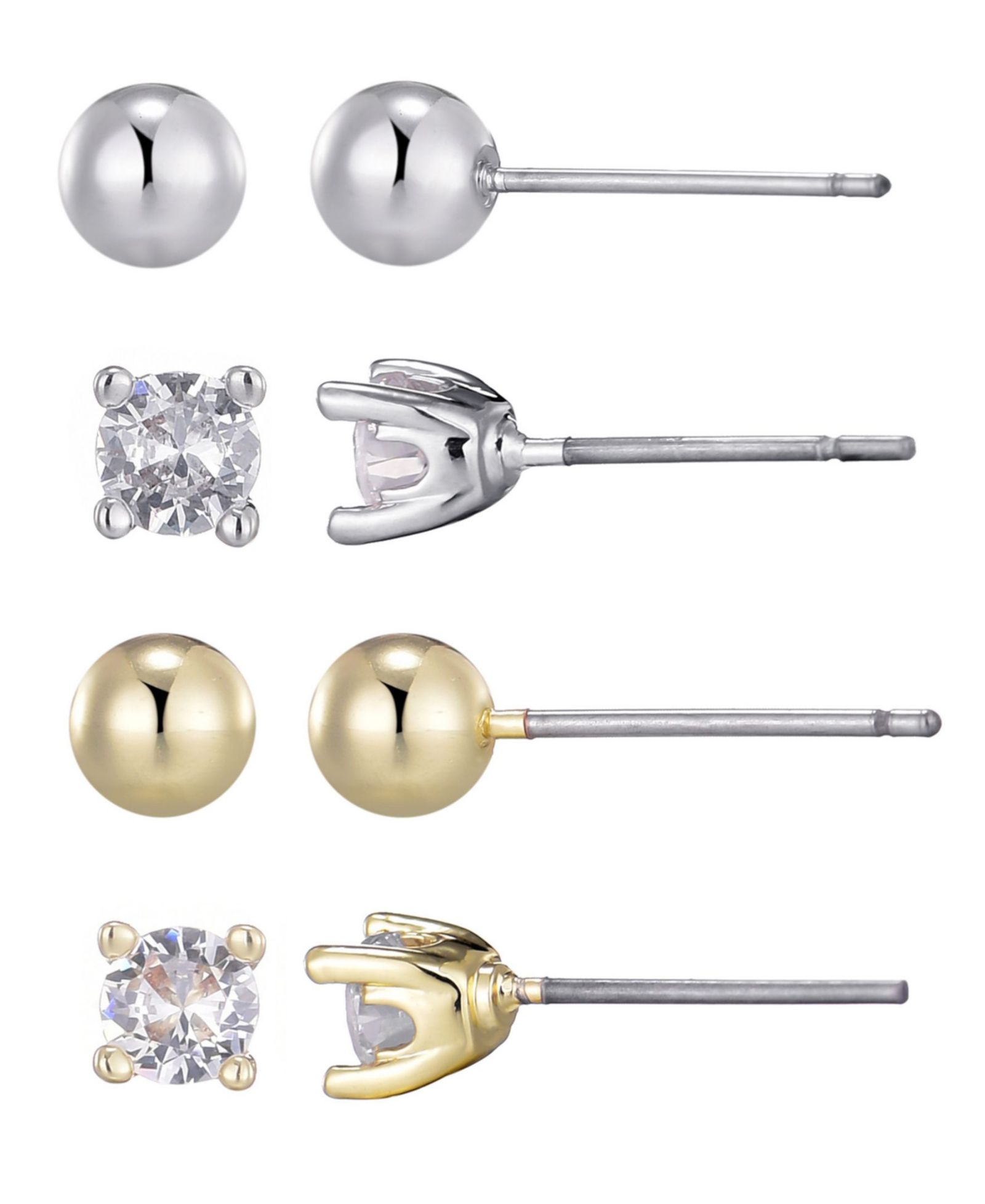 ADORNIA Cubic Zirconia Ball Solitaire Stud Set