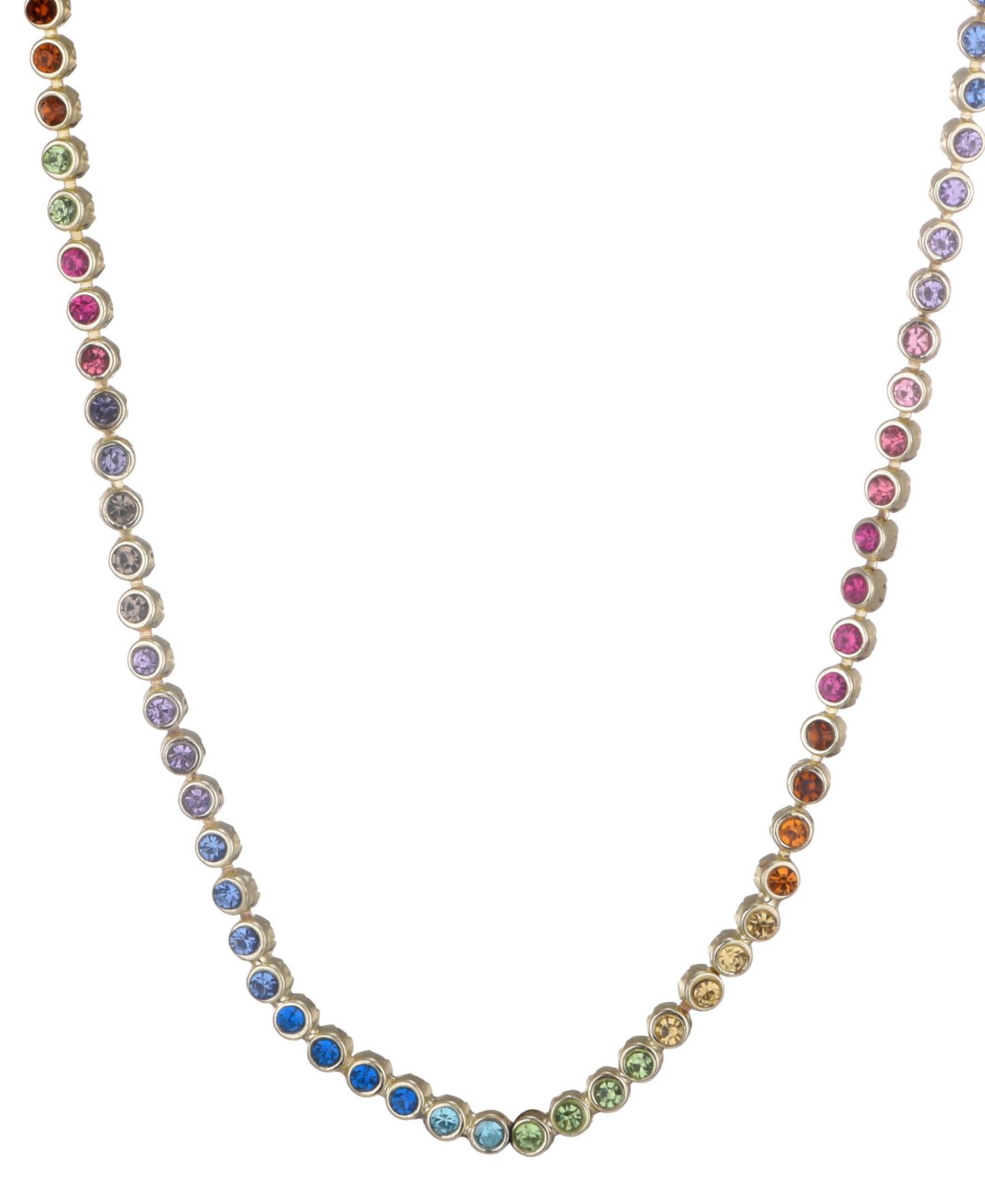 Ожерелье ADORNIA Gold Crystal Rainbow Tennis