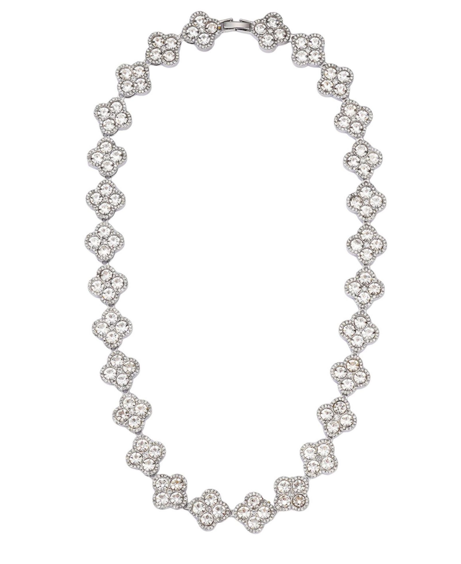 ADORNIA Ожерелье Silver Crystal Clover Link Chain