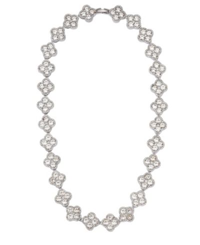 ADORNIA Silver Crystal Clover Link Chain Necklace