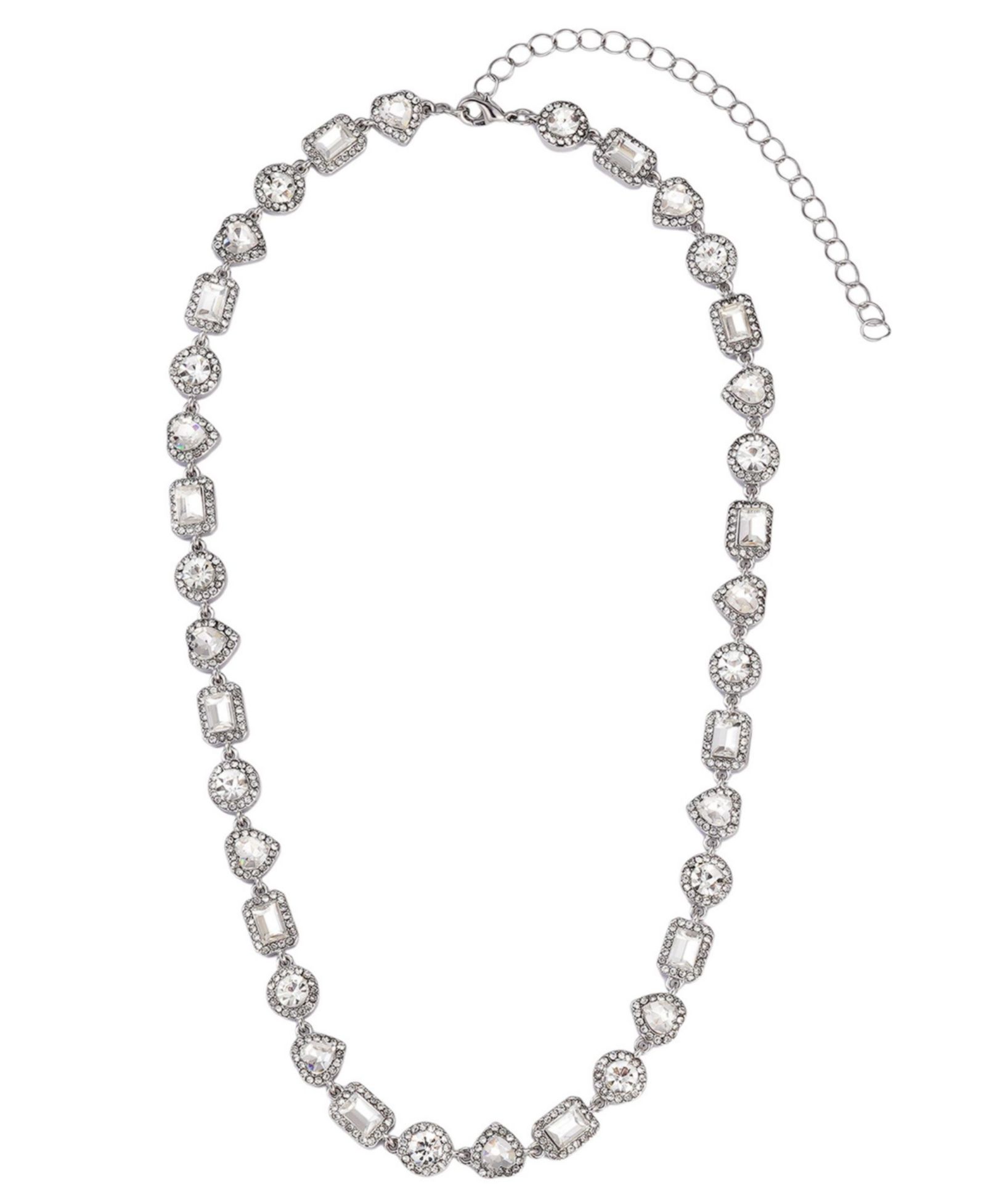 ADORNIA Silver Crystal Halo Heart Chain Necklace